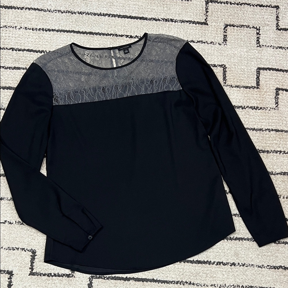 Ann Taylor Black and Gray Lace Blouse
